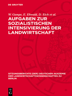 cover image of Aufgaben zur sozialistischen Intensivierung der Landwirtschaft